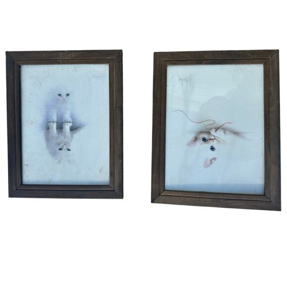 Vintage 1970s Framed Bob Harrison Cat Lithograph 2